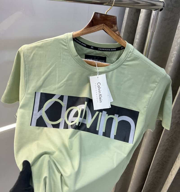 Calvin Klei n Pista Green Printed Premium T-Shirt