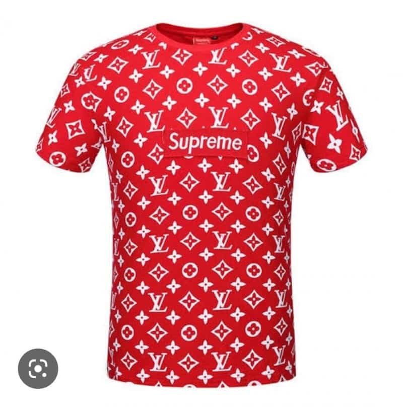 Loui s Vuitton sUpremE red imported oversized t-shirt