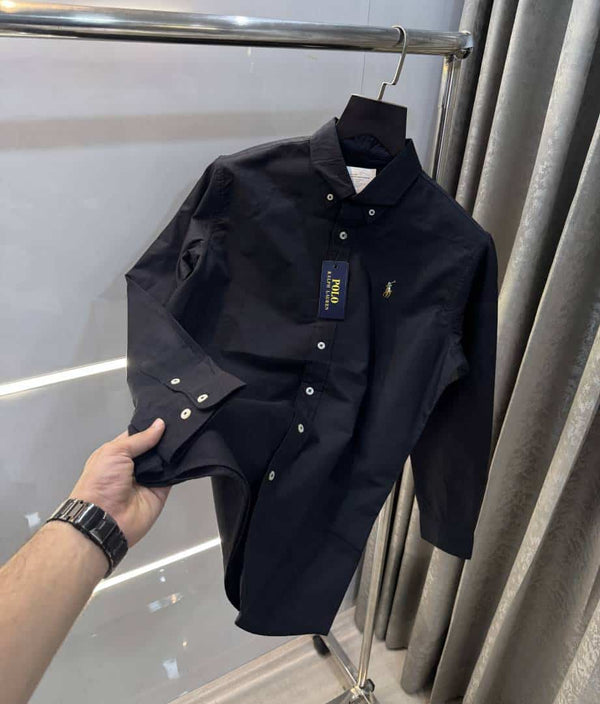 Ralp h lauren Black Premium OXf0-rd Shirt