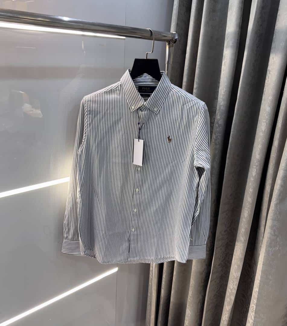 Ralph Laure n LIght Grey strips Premium Oxf0Rd Shirt Secondary image