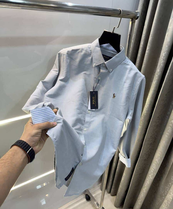 Ralp h Lauren Light Grey Premium o·Xfor d Shirt