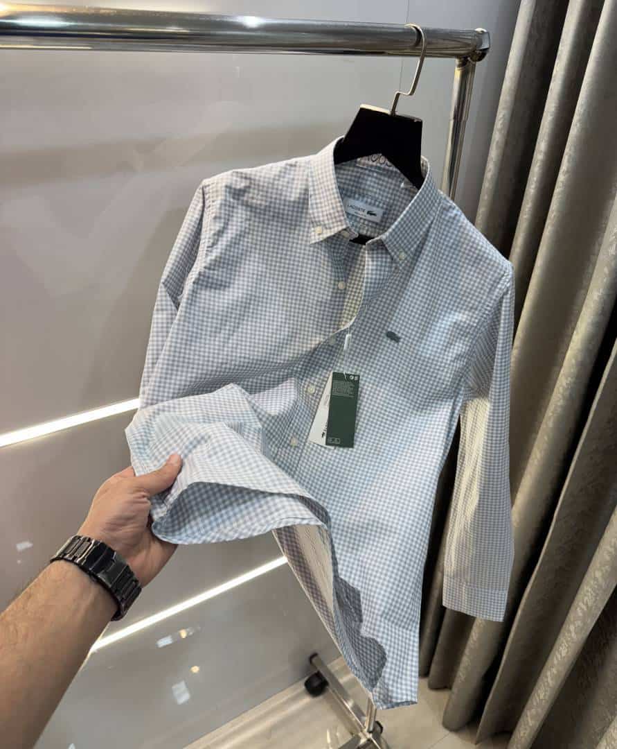 Lacost e Grey Small Checks Embroidery Logo Premium Shirt Main image