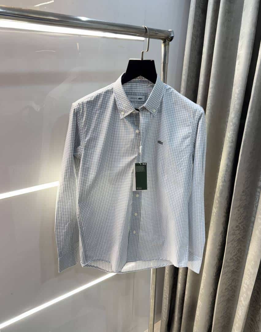 Lacost e Grey Small Checks Embroidery Logo Premium Shirt Secondary image