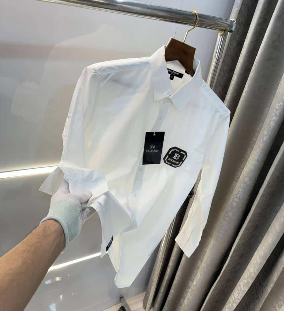 Balmai n Paris White B Steel Logo Designer Shirt With Premium BoX Packing Secondary image
