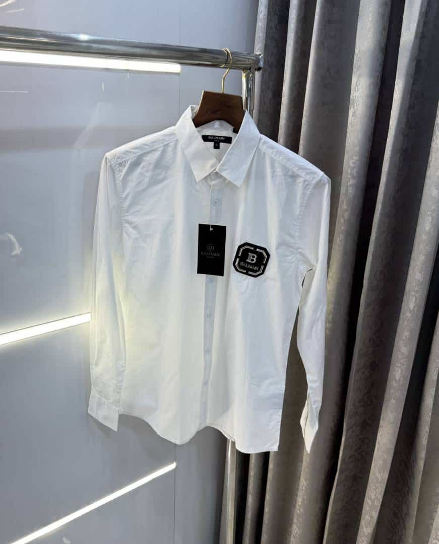 Balmai n Paris White B Steel Logo Designer Shirt With Premium BoX Packing Main image