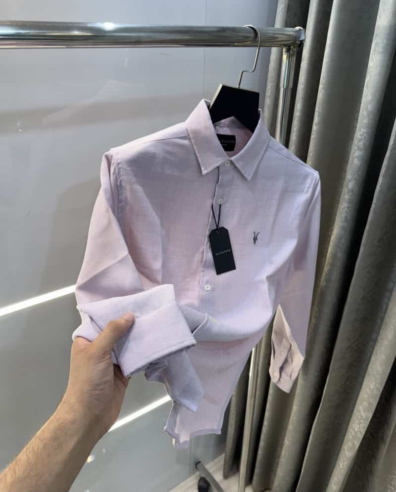 All saints Light Purple Embroidery Logo Classic Shirt Main image