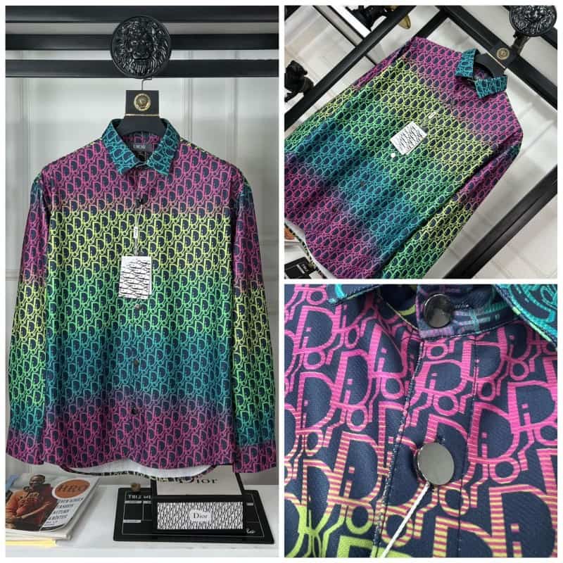 Christian Dio_r Monogram Print Imported Shirt With Premium Farfetch Box Packing Secondary image