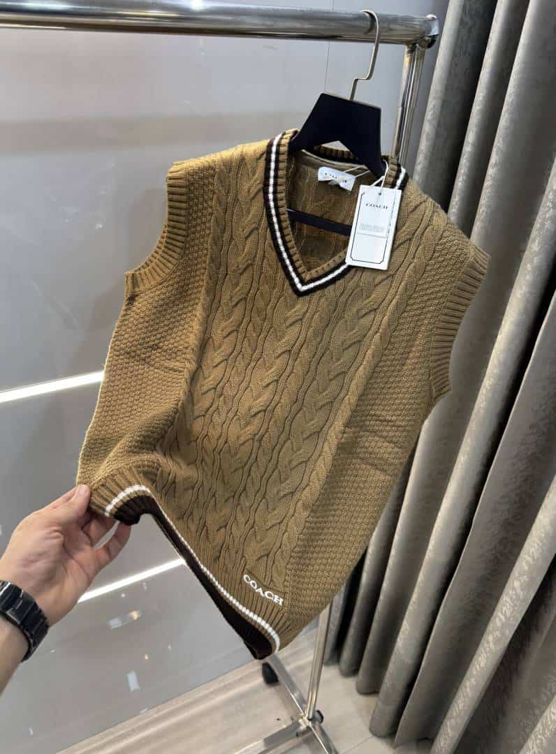 Coac_h Light Brown Knitted Premium Sleeveless Pull Over Secondary image