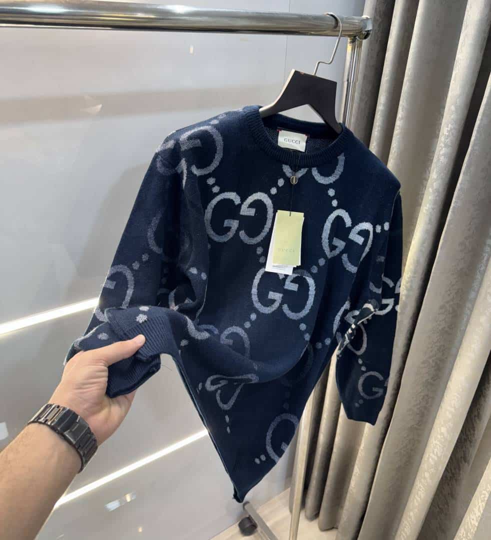 Gucc i Navy Blue Monogr...AM Knitted Imported Pull Over