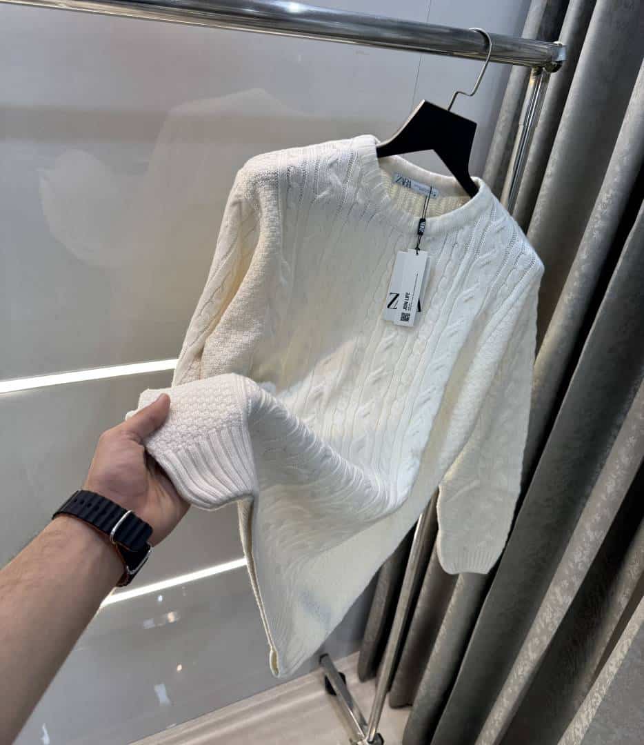 Zar a White Knitted Premium Pull Over