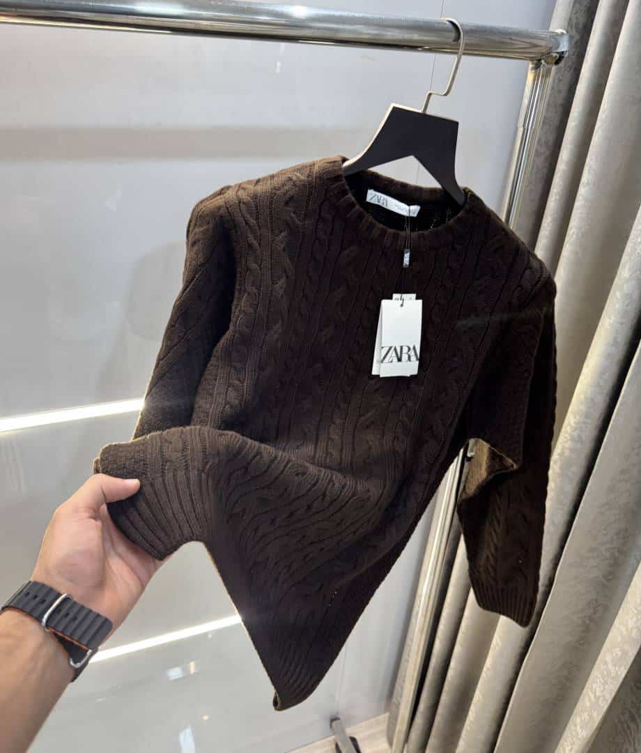 Zar a Brown Knitted Premium Pull Over Main image