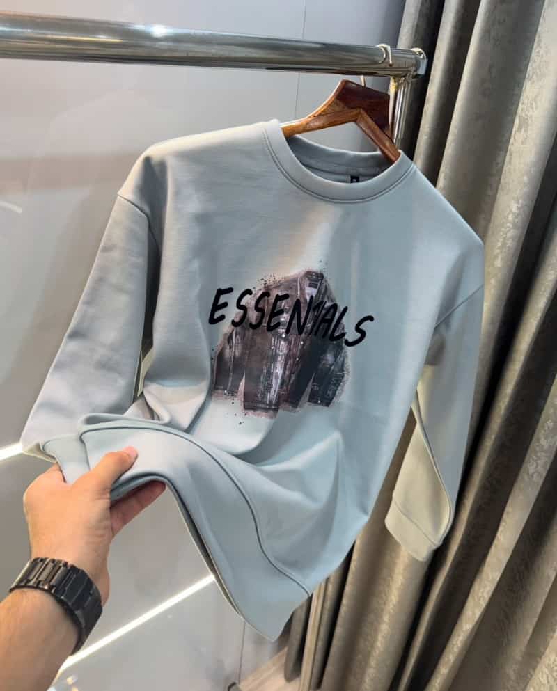 Essentia l Grey Logo Print Imported Premium Sweatshirt Main image
