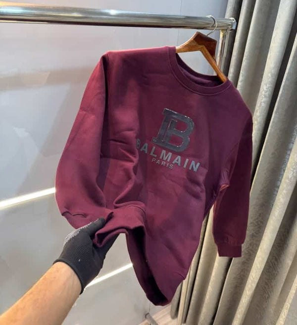 Balmai n Paris Wine Logo Work Imported Sweatshirt