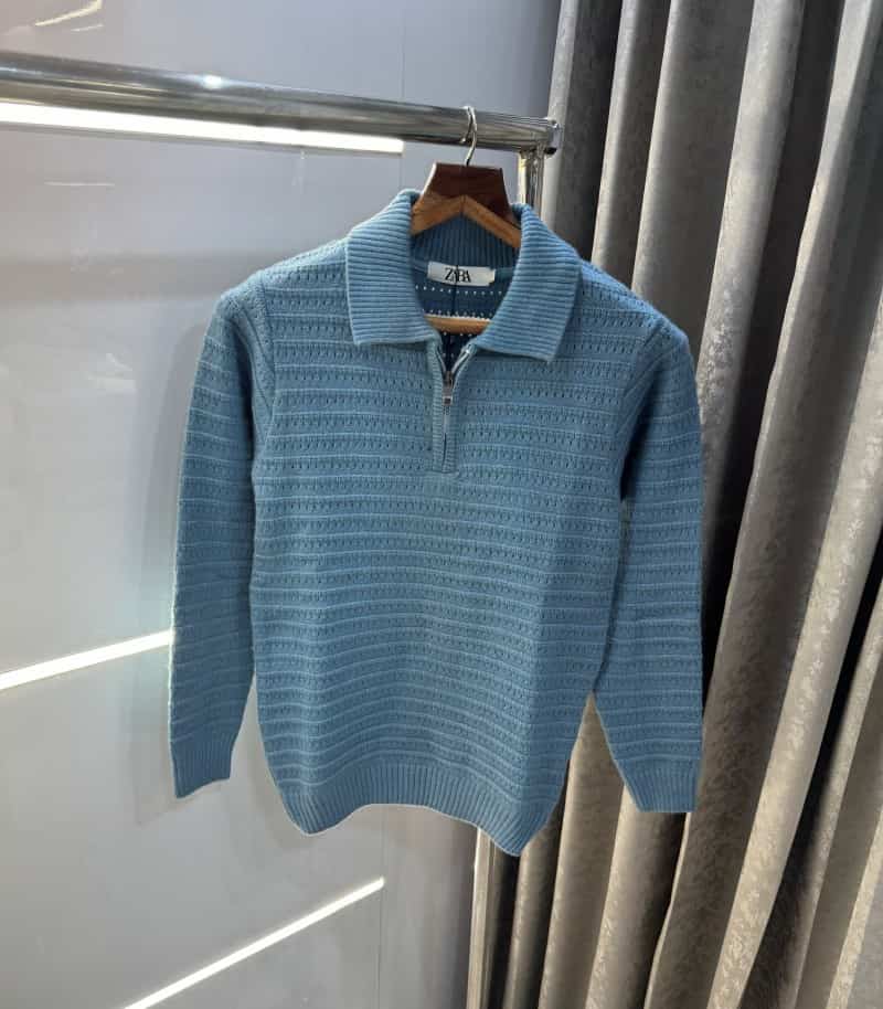 Zar a English Blue Knitted Premium Pull Over Main image