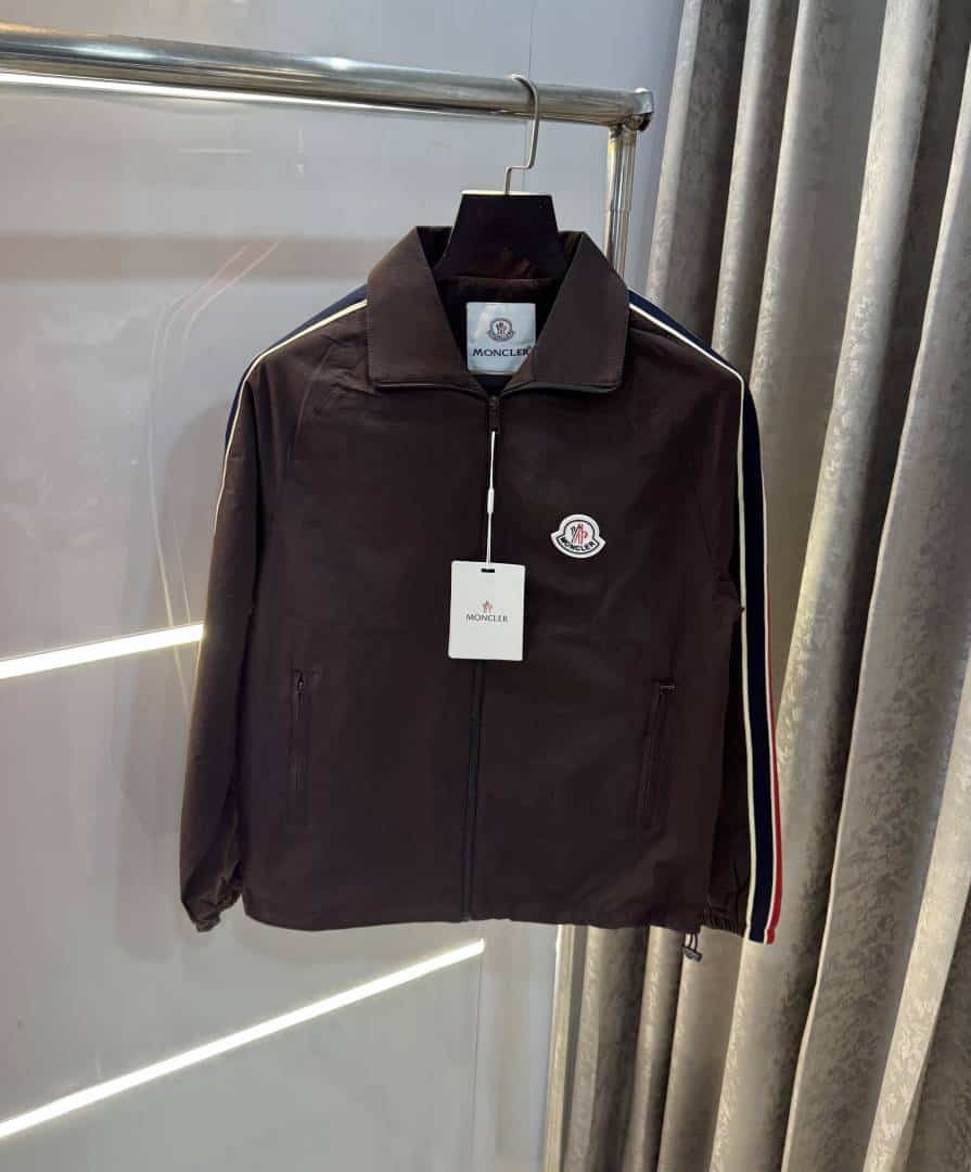 Moncle r Brown Logo Work Imported Premium Bomber Jacket