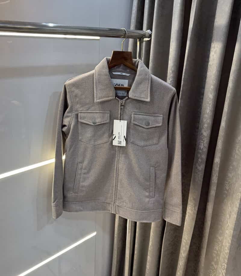 Zar a Light Beige Classic Premium Bomber Jacket Main image