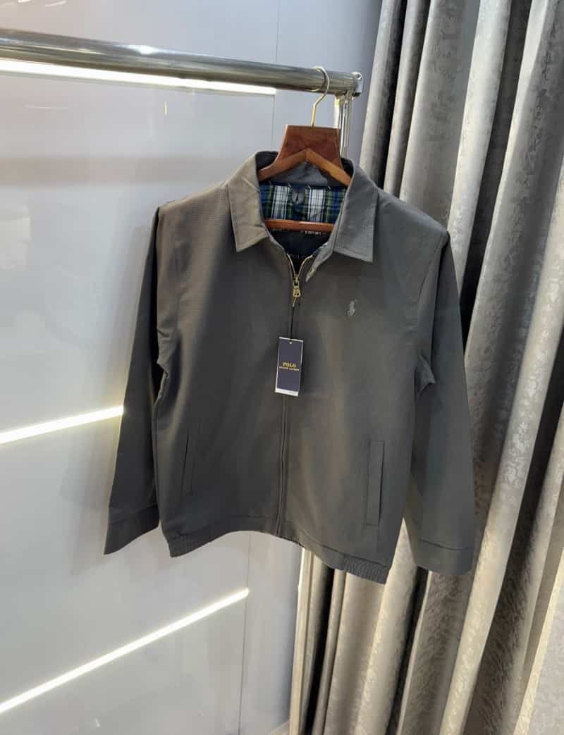 Ralp h Lauren Charcoal Embroidery Logo Premium Bomber Jacket