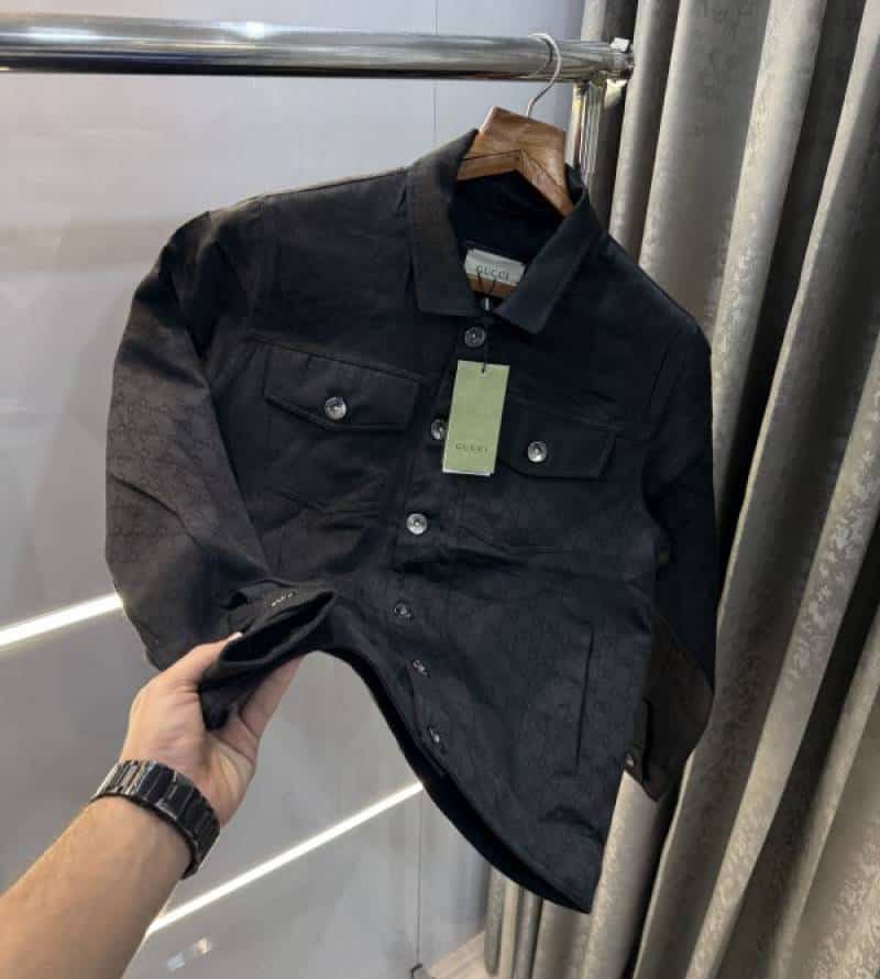 Gucc i Black monogram Imported Denim Jacket With Carry Bag Main image