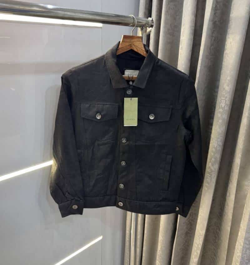 Gucc i Black monogram Imported Denim Jacket With Carry Bag Secondary image