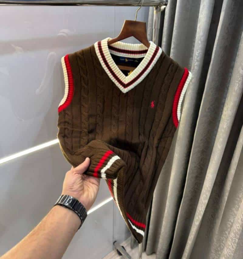 Ralp. Lauren Brown Premium Knitted Sleeveless Pull Over Main image