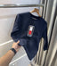 Tommy.  Hilfiger Navy Blue Embroidery Logo Premium Sweatshirt