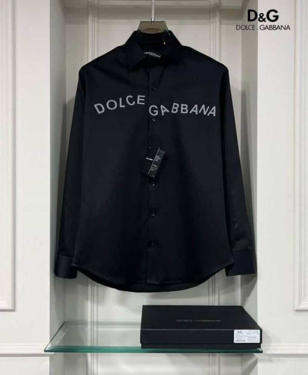 Dolce&Gabbana Black Reflective Logo Shirt With Premium BoX Packing