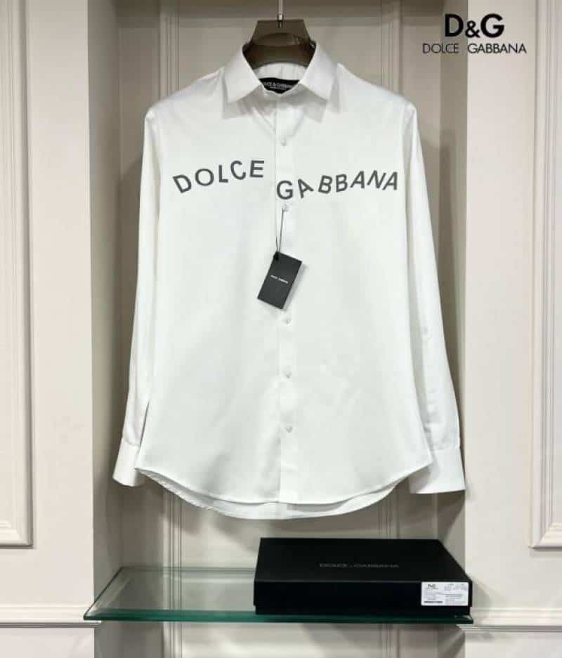 Dolce &Gabbana White Reflective Logo Shirt With Premium Box Packing