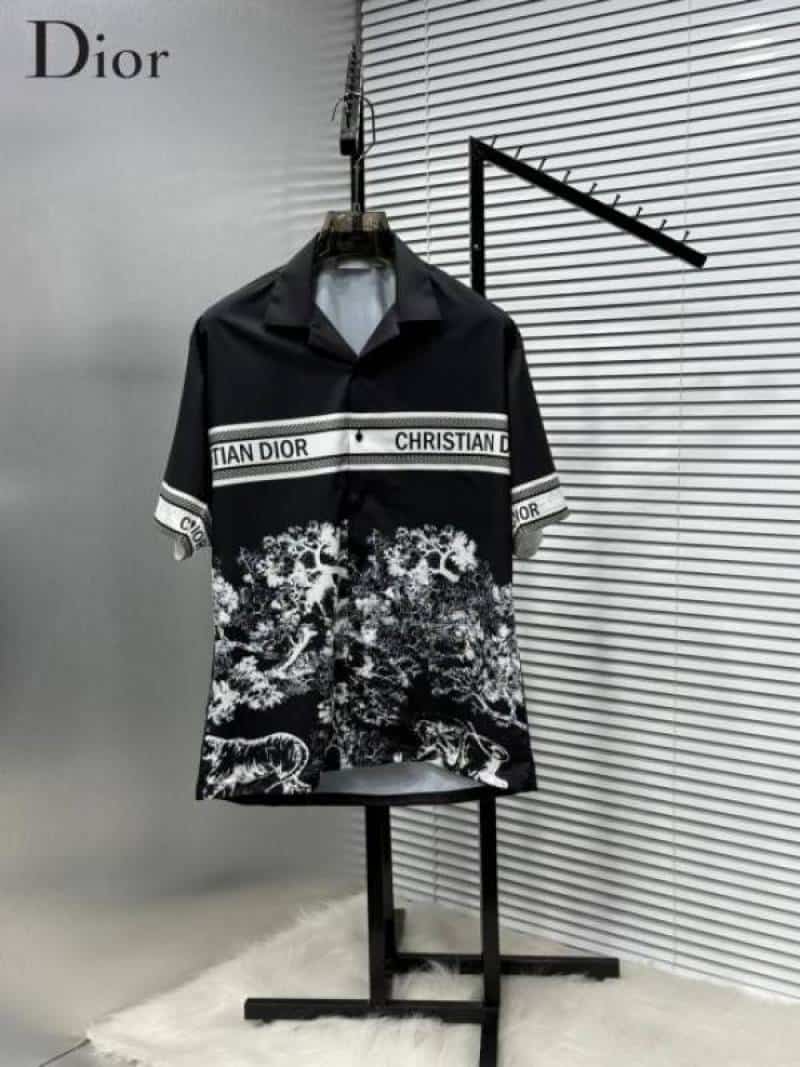 Christian Dio r Black Printed Premium Half Shirt With Box Packing Main image