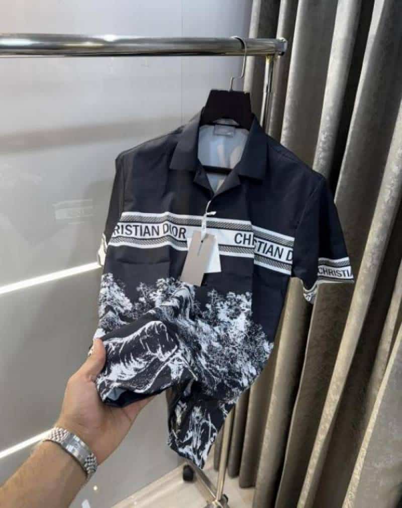 Christian Dio r Black Printed Premium Half Shirt With Box Packing Secondary image