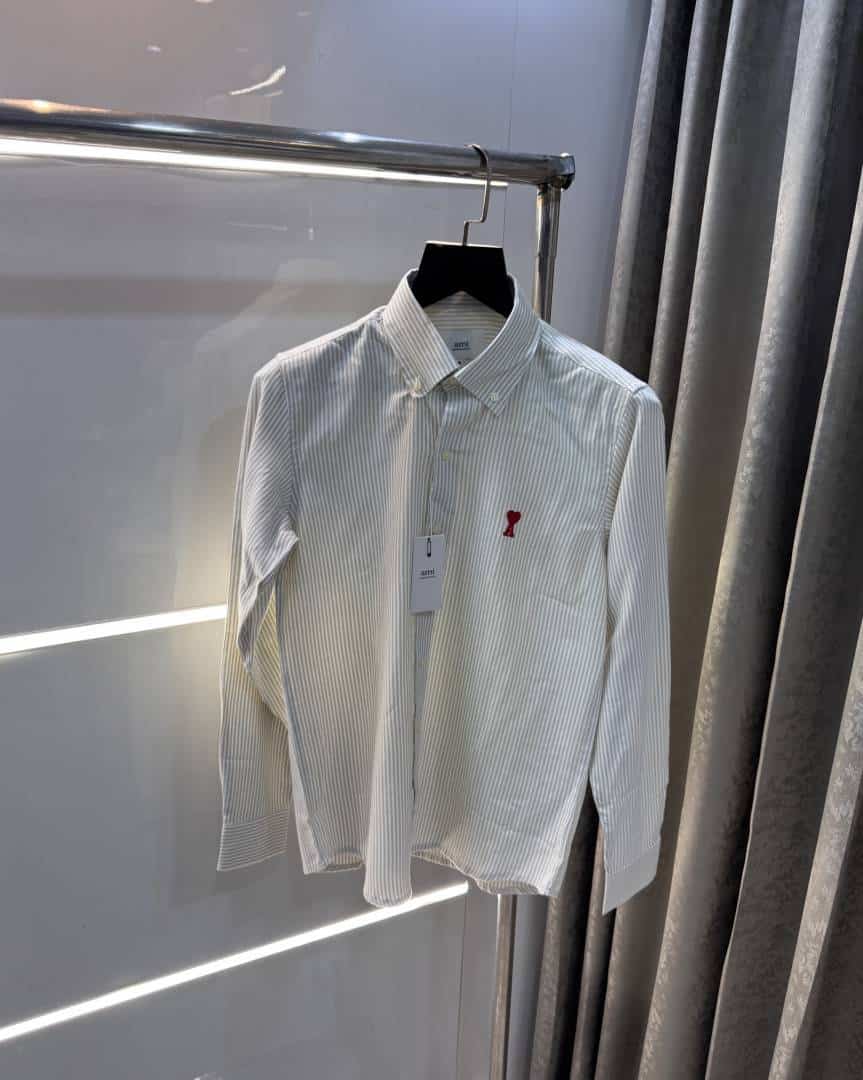 Ami Paris Beige S+r-ipe!s Embroidery Logo Premium Shirt Main image