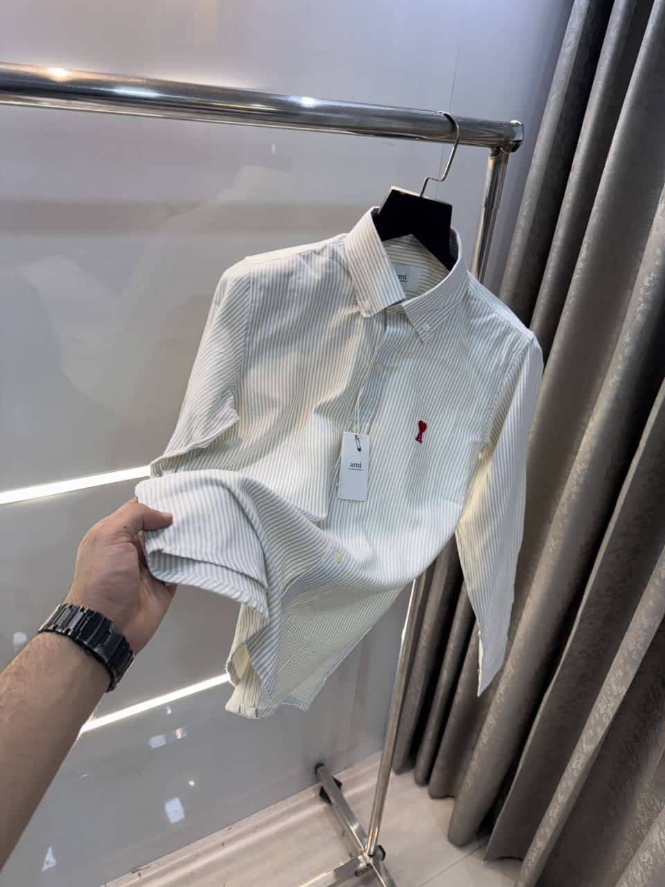 Ami Paris Beige S+r-ipe!s Embroidery Logo Premium Shirt Secondary image