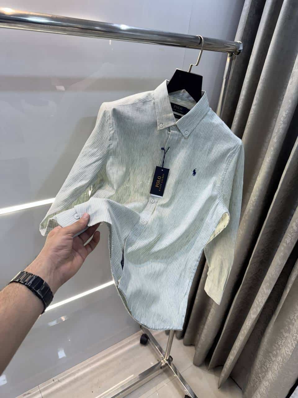 Ralph Laure n Aqua Green S+R..ipes Premium Linen Shirt Secondary image