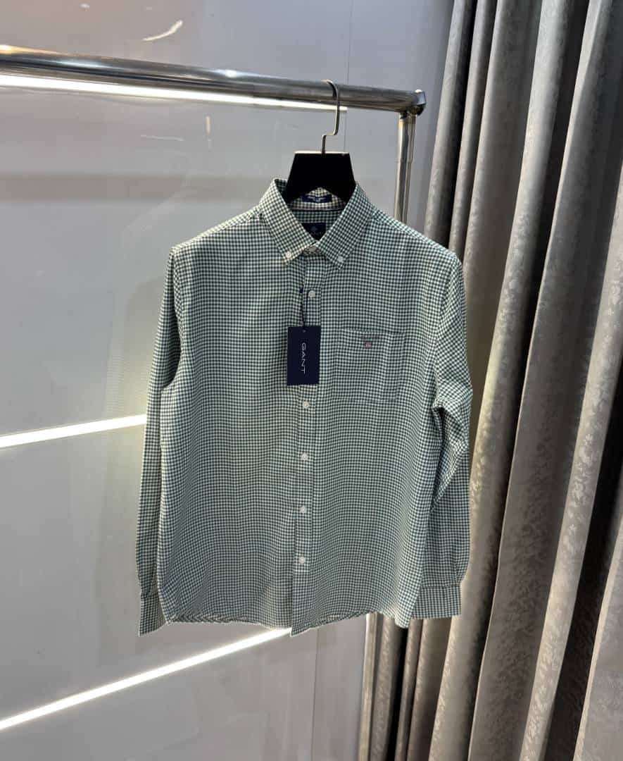 Gant Green Small Checks Premium Classic Shirt