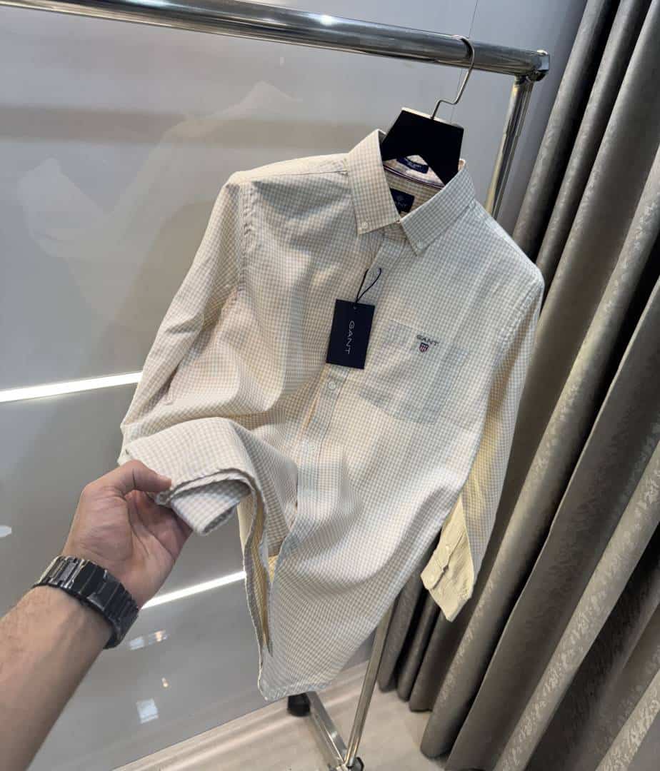 Gant Cream Small Checks Premium Classic Shirt Main image