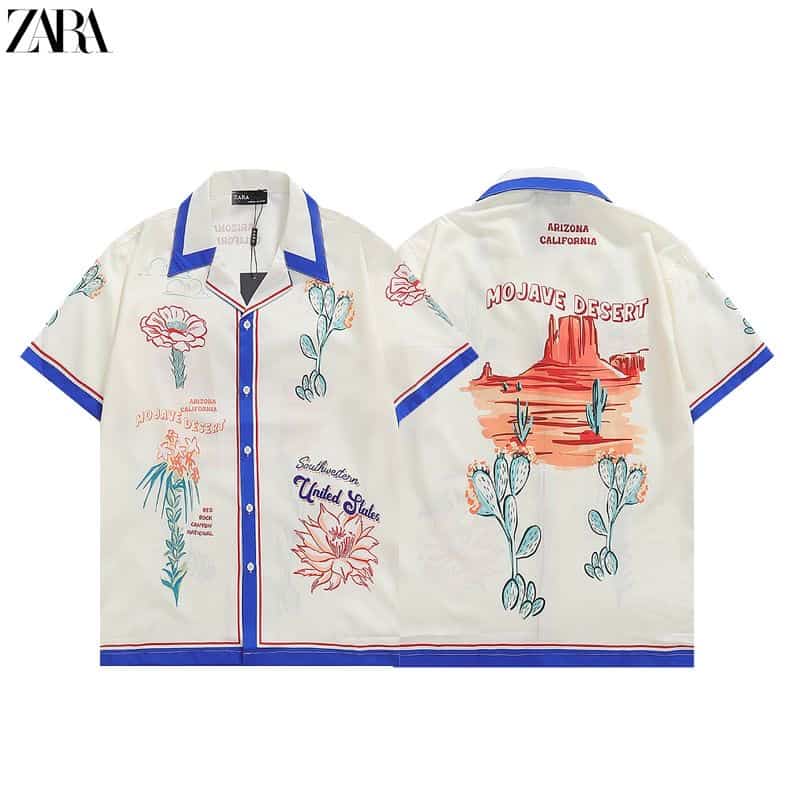 Zar a Cream Printed Imported Half Shirt Main image