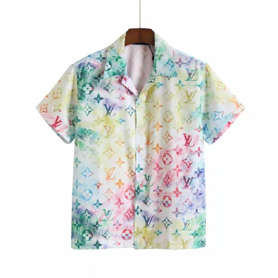 Loui s Vuitton White Printed Imported Half Shirt Main image