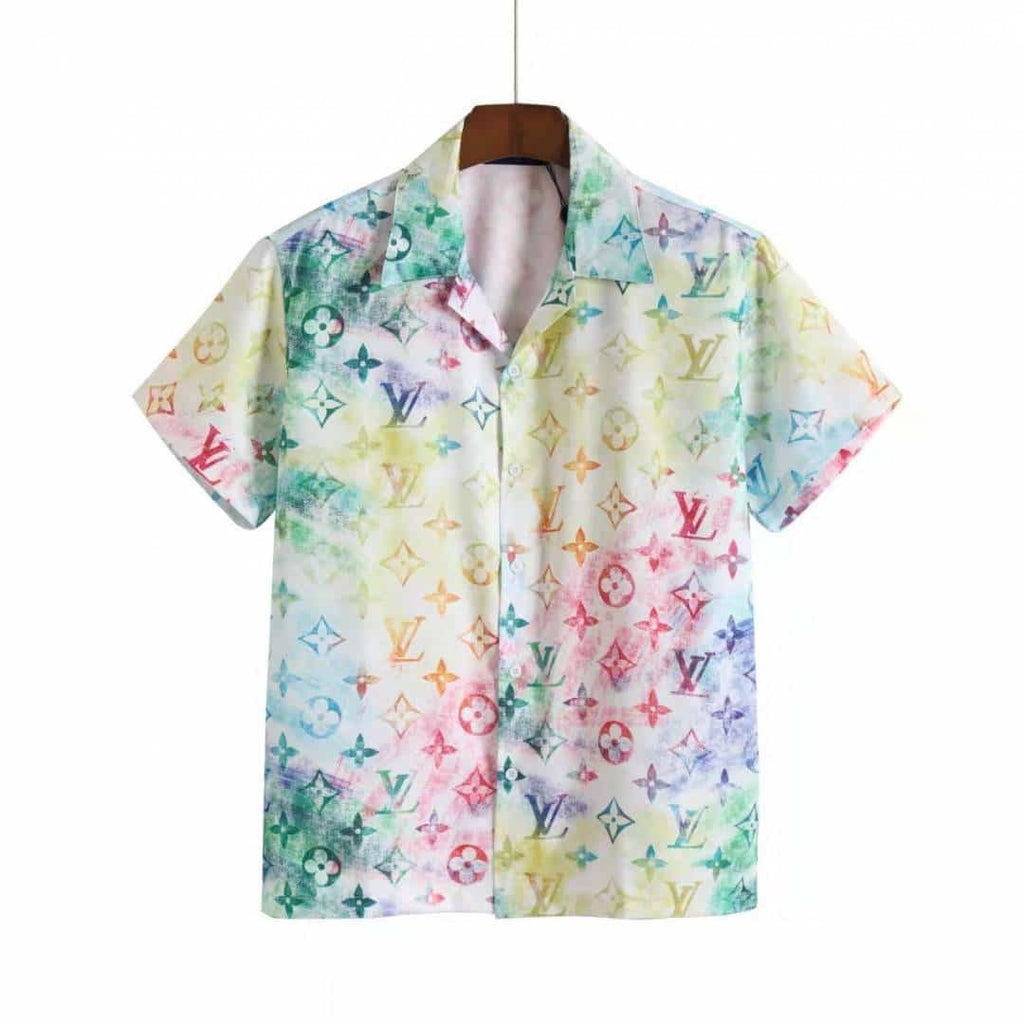 Loui s Vuitton White Printed Imported Half Shirt