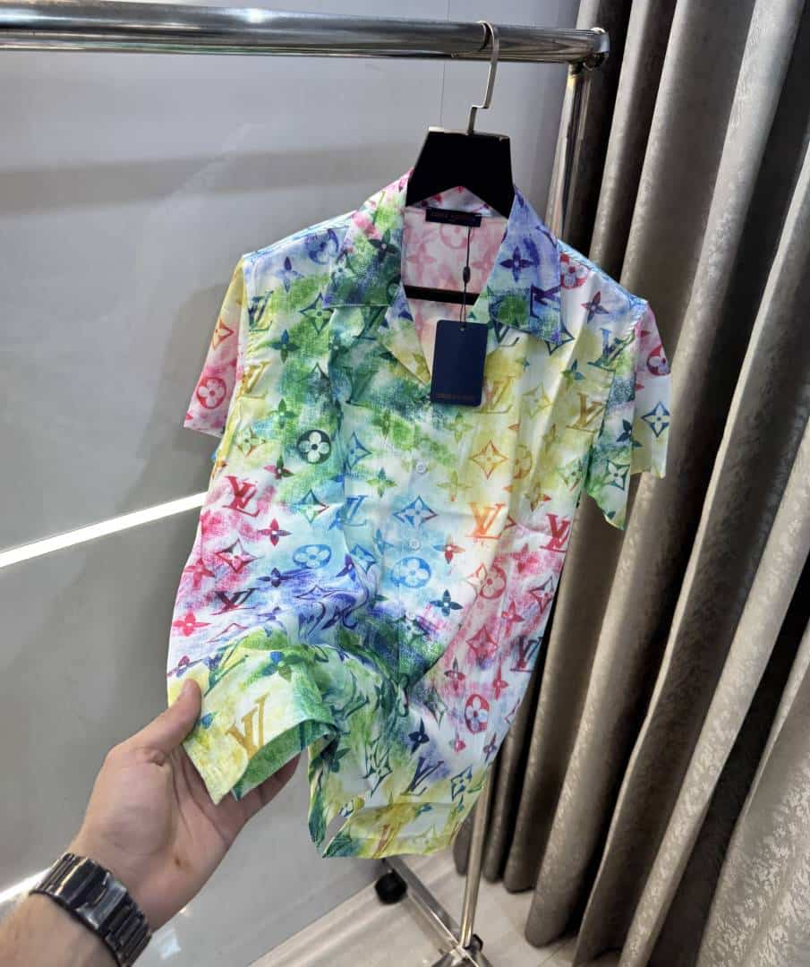 Loui s Vuitton White Printed Imported Half Shirt