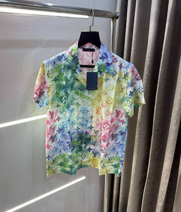 Loui s Vuitton White Printed Imported Half Shirt