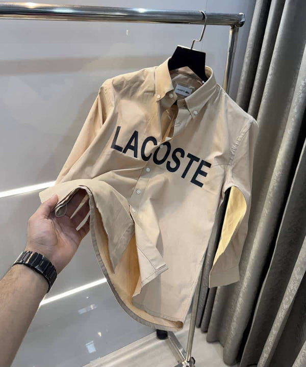 Lacost e Beige Logo Print Premium Shirt