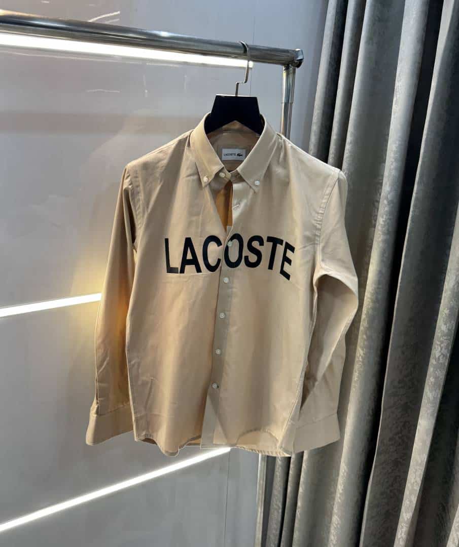 Lacost e Beige Logo Print Premium Shirt