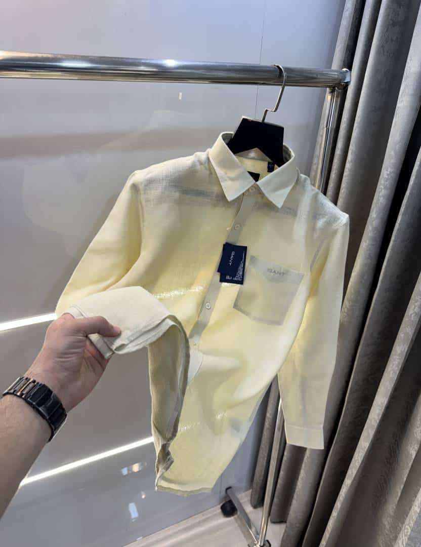 Gan t Butter Yellow Premium Classic Linen Shirt Main image