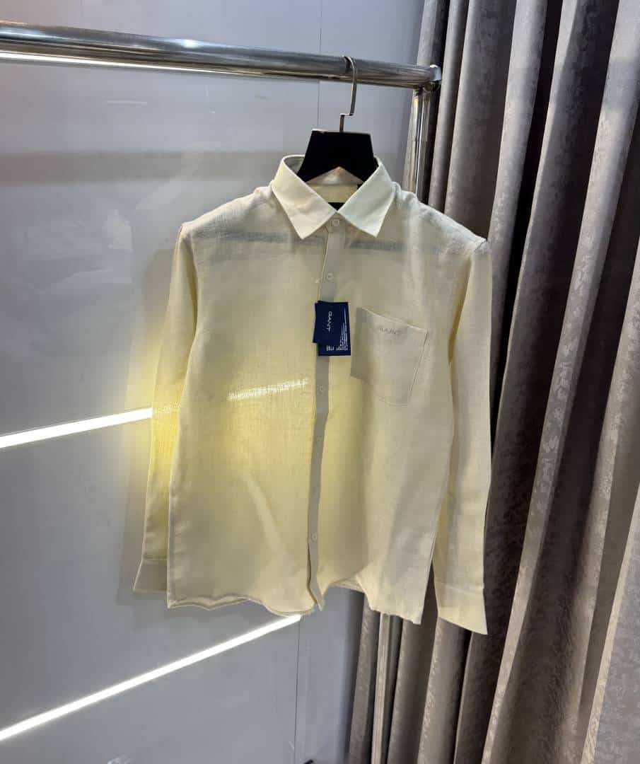 Gan t Butter Yellow Premium Classic Linen Shirt Secondary image