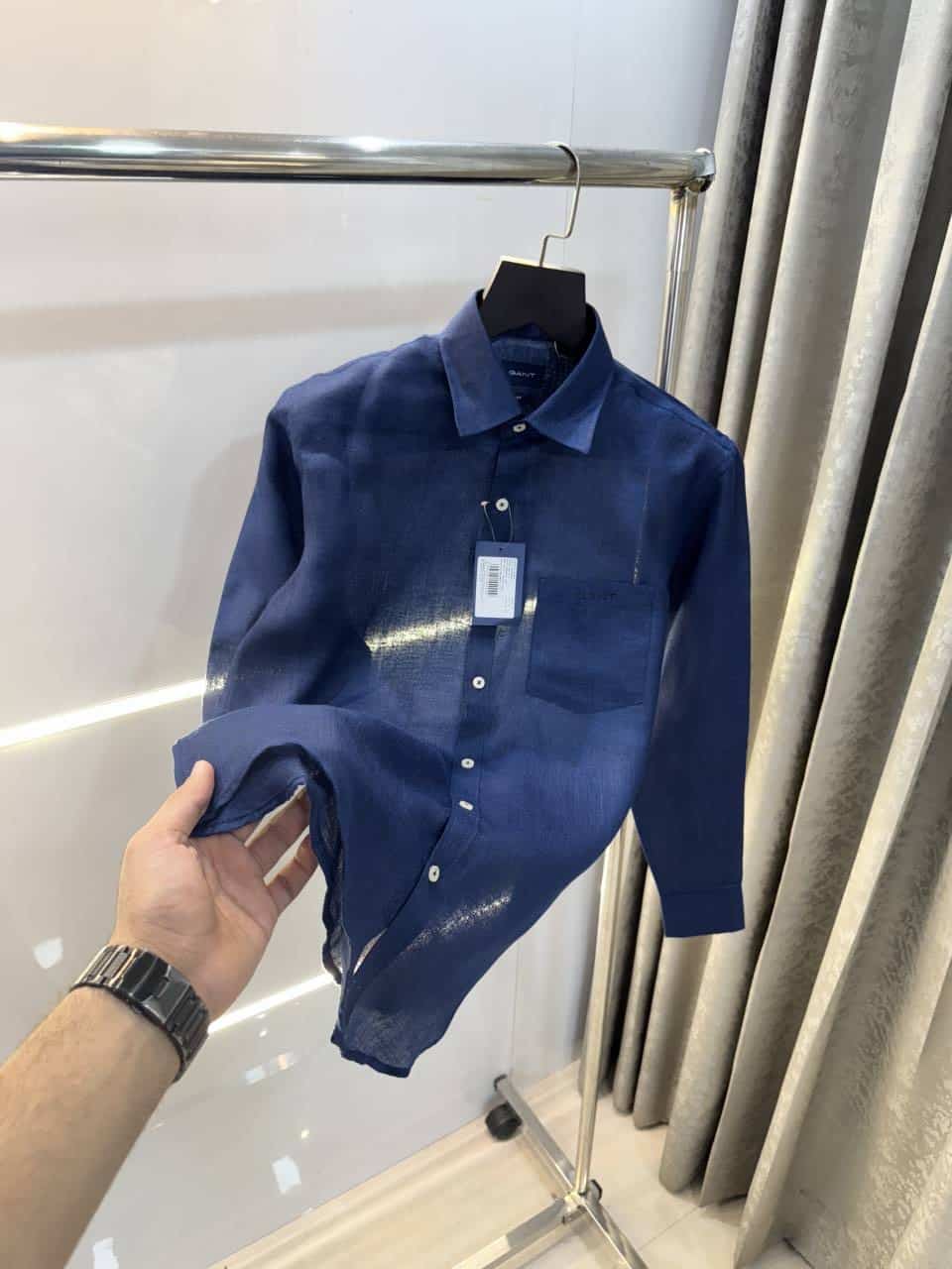 Gant Navy Blue Premium Classic Linen Shirt