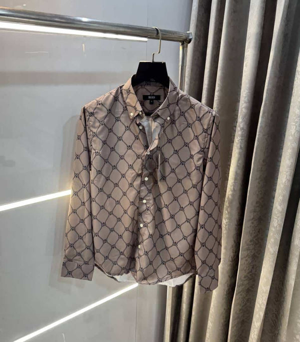 Hug o Boss  Brown MonogR4m Logo Premium Shirt