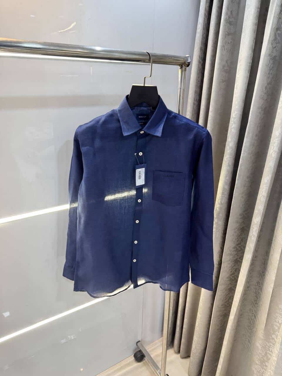 Gant Navy Blue Premium Classic Linen Shirt