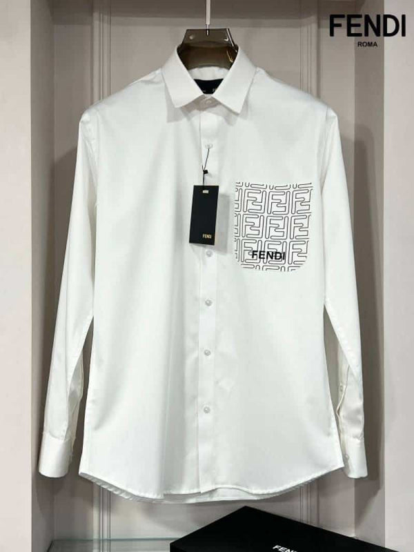Fend i White Pocket Logo Lu...xury Shirt