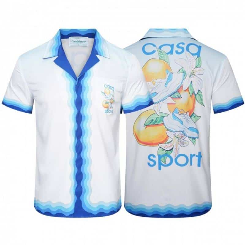 Casablanc a White Printed Imported Half Shirt