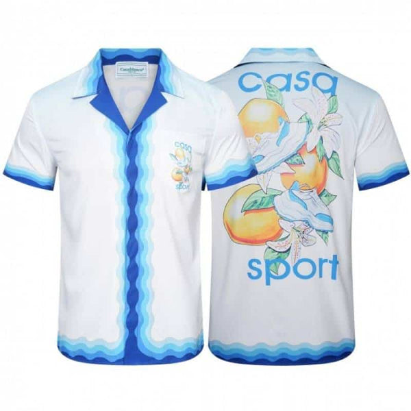 Casablanc a White Printed Imported Half Shirt