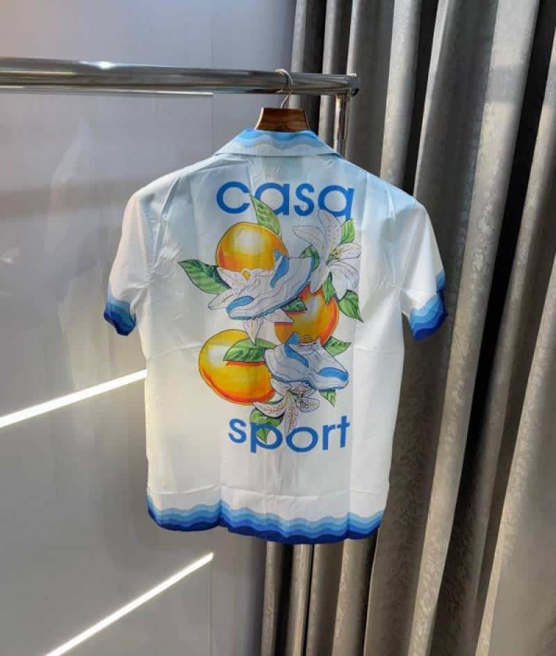 Casablanc a White Printed Imported Half Shirt